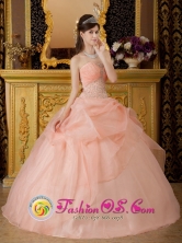 Martinez de la Torre Mexico Wholesale Beaded Decorate With Baby Pink Romantic Strapless Quinceanera Dress for Prom Style QDZY226FOR 