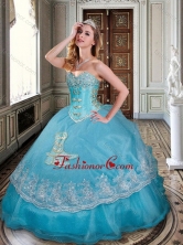 New Arrivals Ball Gown Baby Blue Sweet 16 Dress with Appliques and Beading XFQD1024FOR