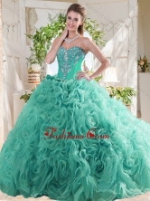 New Arrivals Rolling Flowers Mint Sweet 16 Dress with Beading SJQDDT741002FOR