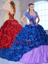 New Style Sweetheart Brush Train Pick Ups and Appliques Quinceanera Dresses QDDTN1002-2FOR 
