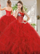 Popular Really Puffy Red Quinceanera Dress with Beading and Ruffles SJQDDT729002FOR
