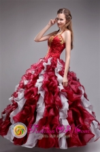Puerto Vallarta Mexico Custom Made Style FOR  Wholesale Halter Top Appliques Decorate Ruffles Layed For 2013 Modest Colorful Quinceanera Dress Style ZYLJ18FOR 