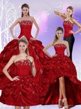 Recommended 2015 Floor Length Strapless Sweet 16 Dress with Embroidery and Pick Ups QDZY230TZA2FOR