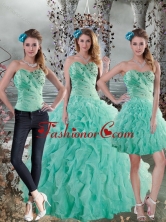 Recommended 2015 New Style Aqua Blue Quinceanera Dresses with Beading and Ruffles XFNAO663TZA1FOR