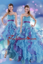 Recommended 2015 Pretty Multi Color Quince Dresses with Ruffles and Beading XFNAO783TZFOR