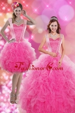 Recommended 2015 Wonderful Hot Pink Quinceanera Dresses with Beading and Ruffles XFNAOA46TZFOR