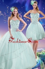 Recommended Beautiful 2015 Apple Green Strapless Quinceanera Dresses with Beading XFNAOA02TZFOR