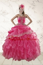 Recommended Beautiful Ruffles and Appliques Quince Dresses in Hot Pink XFNAO068TZFXFOR