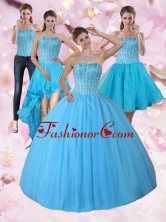 Recommended Detachable Baby Blue Strapless 2015 Quinceanera Dress with Beading PDZY690TZA2FOR