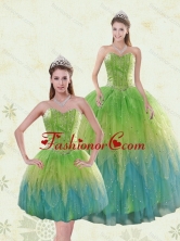 Recommended Luxurious Multi Color Quinceanera Dresses with Appliques and Ruffles XFNAO5786TZFOR
