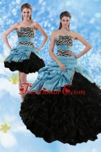 Recommended Zebra Print Multi Color Strapless Quince Dresses with Ruffles and Pick Ups XFNAO435TZFOR