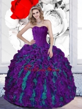 2015 Dynamic Beading and Ruffles Sweetheart Multi Color Quinceanera Dresses QDDTD17002-2FOR