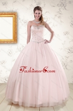 2015 Lovely Light Pink Beading Quinceanera Dresses XFNAO800FOR