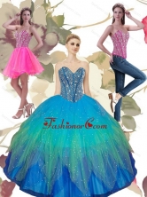 2015 New Arrival Beading Sweetheart Tulle Quinceanera Dresses in Turquoise QDDTA64001FOR 