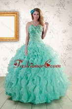 2015 New Arrival Spring Strapless Quinceanera Dresses with Appliques and Ruffles XFNAO663TZFXFOR