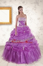 2015 Pretty Strapless Lilac Quinceanera Dresses with Appliques XFNAO559FOR