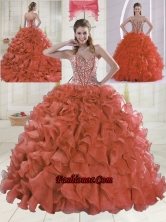 2015 Sweetheart Brush Train Red Quinceanera Dresses XLFY091906B-15FOR 