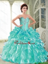 Beautiful 2015 Fall Sweetheart Quinceanera Dresses with Ruffles and Beading SJQDDT62002FOR