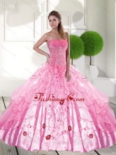 Decent Sweetheart 2015 Quinceanera Dresses with Appliques and Ruffled Layers QDDTB30002FOR