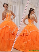 Fashionable Appliques and Beading Sweet 15 Dresses in Orange QDZY311DFOR
