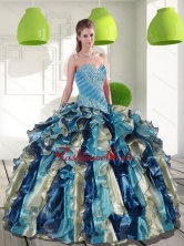 Fashionable Multi Color Quinceanera Dresses with Beading and Ruffles for 2015 QDDTC6002FOR