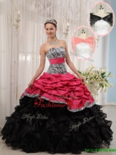 Hot Sale Red and Black Sweetheart Quinceanera Dresses in Zebra for 2016  QDZY434-2AFOR