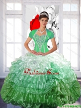 New Arrival 2015 Winter Ball Gown Quinceanera Dress with Ruffled Layers and Beading SJQDDT50002FOR