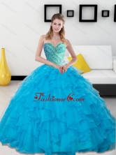 New Arrival Baby Blue Beading and Ruffles Sweetheart Quinceanera Dresses SJQDDT14002FOR