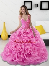New Arrival Beading and Rolling Flowers Rose Pink Quinceanera Dresses SJQDDT18002FOR 