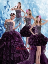 New Arrival Burgundy Sweetheart Quince Dress with Ruffles and Beading UNION19T06TZA2FOR
