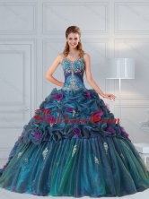 New Arrival Cute Multi Color Quinceanera Gown with Hand Made Flower and Pick Ups QDZY321FXFOR