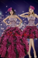 New Arrival Luxurious Multi Color Strapless Dress for Quince with Leopard Print XFNAO019TZFOR