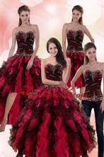 New Arrival Wonderful Multi Color Dresses for Quince with Ruffles and Beading XFNAO5800TZA2FOR