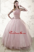 One Shoulder Beading Light Pink Quinceanera Dresses for 2015 XFNAO5811FOR
