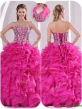 Popular Ruffles and Beading Quinceanera Gowns in Fuchsia LFY091906BFOR