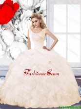 Pretty 2015 Winter Champagne Quinceanera Dress with Beading and Ruffles SJQDDT47002FOR