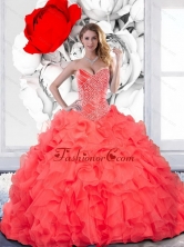 Remarkable Beading and Ruffles Sweetheart Quinceanera Dress for 2015 QDDTC29002FOR