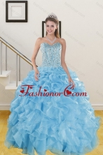 The Most Popular Ruffles and Beading Baby Blue Quince Dresses for 2015 XFNAO5844TZFXFOR