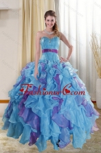 The Super Hot Multi Color 2015 New Arrival Quinceanera Dresses with Ruffles and Beading XFNAO783TZFXFOR