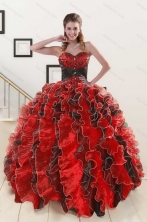 Unique Beaded Sweetheart Organza Quinceanera Dress in Multi Color XFNAOA32FOR