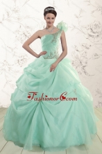 2015 Apple Green One Shoulder Cheap Quinceanera Dresses with Appliques XFNAO640FOR
