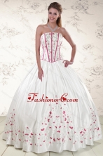 2015 Cheap Strapless Quinceanera Dresses with Appliques XFNAO670FOR