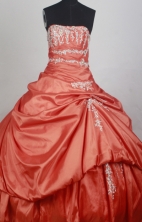 Beautiful Ball Gown Strapless Floor-length Orange Red Quincenera Dresses TD260058 