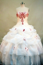 Beautiful Ball gown Sweetheart-neck Floor-length Organza White Quinceanera Dresses Style FA-C-097