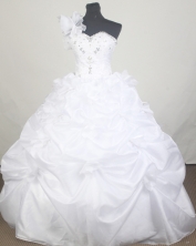 Classical Ball Gown One Shoulder Floor-length White Quinceanera Dress LZ426061 