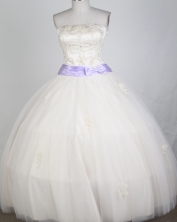 Classical Ball Gown Strapless Floor-length White Quinceanera Dress LZ426040