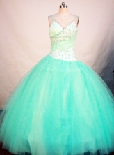 Cute ball gown straps sweetheart-neck floor-length net appliques with beading quinceanera dresses FA-X-62