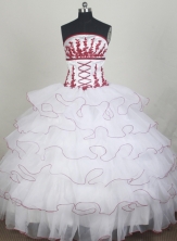 Elegant Ball Gown Strapless Floor-length White Quincenera Dresses TD260066