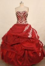 Elegant Ball Gown Sweetheart Floor-length Taffeta Appliques Quinceanera dress Style FA-L-333