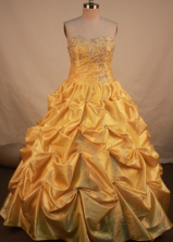 Elegant Ball Gown Sweetheart Floor-length glod Taffeta Quinceanera dress Style FA-L-112